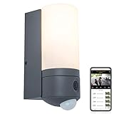 LUTEC LED-Kameraleuchte POLLUX, Außenleuchte in Anthrazit mit Bewegungsmelder & Kamera, Überwachungskamera Full-HD und Gegensprechanlage,inkl. 16 GB SD-Karte, kompatibel m. Google Voice & Alexa,