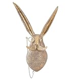Cutehorse Goldfarbene Tierkopf-Wanddekoration – Kunst-Hirschkopf-Skulptur, bronzierte Tierkunst für Wohnzimmer, Schlafzimmer, Küche – moderne Heimdekoration (Kaninchenkopf)