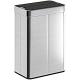 HOMCOM Sensor Mülleimer 55L Abfalleimer mit Soft-Close-Schmetterlingsdeckel Küchenmülleimer mit berührungslos Bewegungssensor aus fingerabdruckresistent Edelstahl für Küche Fitnessstudio Büro, Silber