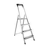 LEMODO Trittleiter 4 Stufen klappbar | Klappleiter aus Aluminium | Stehleiter bis 150kg belastbar | Haushaltsleiter mit 80 cm Arbeitshöhe | Treppenleiter mit Sicherheitsbügel