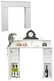 DuneDesign Geheimfach Kaminkonsole mit Stauraum - 107x100 Kaminumrandung Holz Deko Kaminrahmen mit Regal - Kaminattrappe Schrank - Umrandungen Konsole - Wohndekoration Wohnzimmer