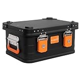 Alubox Alukiste abschließbar E18B - Premium Aluminium Lagerbox 18 Liter - Deckel mit Aluminium Druckguss Stapelecken und Gummidichtung - inklusive Schlösser - schwarz lackiert