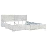 vidaXL Bettgestell Rustikal Bett Doppelbett Schlafzimmerbett Bettrahmen Schlafzimmermöbel Ehebett Rattanbett Grau Natur Rattan 180x200cm