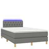 Eleganz Boxspringbett mit Matratze & Dunkelgrau 120x190 cm – Modernes Stoffbett für Schlafzimmer, Platzsparend mit Beleuchtung