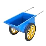 Gartenwagen Metall, Gartenkarre mit Kippfunktion, Luftbereifung, Einfache Montage, Stabil und Rostfrei, Transportwagen, Dumper, für Laub, Abfall