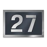 Metzler Hausnummer Edelstahl, individuelles Hausnummernschild in Anthrazit (RAL 7016), Straßenschild mit Hausnummer, kratzfest, robust, gebürstet, 3D-Effekt, Made in Germany, Größe 21,5 x 15 cm