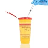 HaseMed Kanülenabwurfbehälter - 1 Stück, Biohazard Entsorgungsbox für Nadeln, Spritzen und scharfe Gegenstände, sicher, hygienisch, mit rotem Deckel, für Kliniken und Pflegeeinrichtungen (500 ml)