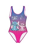 Disney Stitch und Angel Mädchen Badeanzug Einteiliger Kinderschwimmanzug, Größen 6 bis 10 Jahre (DE/NL/SE/PL, Alter, 10 Jahre, Regular, Rosa)