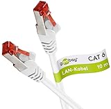 Goobay 92763 CAT 6 Kabel Lan Netzwerkkabel für Gigabit Ethernet S-FTP doppelt geschirmtes Patchkabel mit RJ45 Stecker, 10m, Weiß