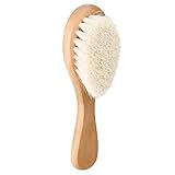 Babybürste, Massagekamm für Babykopf aus weichem Ziegenhaar mit Holzgriff