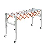 Bukeey Verstellbarer Förderrollentisch, Eisen Verstellbarer Fördertisch Ausziehbarer Scheren-Rollenbahn Gesamtbelastbarkeit 50kg, für leichte Fördergüter 130 * 44 * 80cm