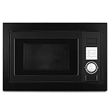 Smad Einbaumikrowelle mit Grill, Kombi, 60cm breit, 900W, 25L, 8 Automatikprogramme, Auftaufunktion, Elektronikuhr, LED-Dispaly, Glasdrehteller 31,5cm, Kindersicherung, Schwarz