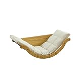 ZFFSCD Glider Schaukelstuhl mit Kissen, Ergonomischer Bogen aus Holz Relaxsessel, Moderner Loungesessel, für Verschiedene Einsatzorte Geeignet(Color:A)