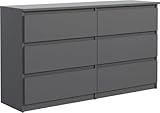 meble masztalerz Kommode mit 6 Schubladen 120 cm, Sideboard Wohnzimmer, Kommode Schlafzimmer H: 78,5cm, B: 120 cm, T: 39 cm, Kommode mit Schubladen, Schubladenschrank (Anthrazit)