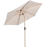 Angel Living Sonnenschirm Ø 300 cm Gartenschirm Marktschirm Terrassenschirm Taupe Rund Sonneschirm Sonnenschutz aus Aluminium und Polyester UV50+ (Cremegelb)