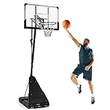 COSTWAY Basketballkorb Outdoor, tragbarer Basketballständer 150-305 cm höhenverstellbar, Basketballkorb mit Ständer, 2 Rädern & PC-Rückwand, Mobile Korbanlage Basketballanlage für Kinder, Erwachsene