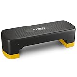 TREX SPORT Steppbrett für zuhause höhenverstellbar TX-030AS | 68×28×10/15/20cm Aerobic Stepper 3 Stufen, rutschfest, bis 350kg belastbar | Stepboard Gelb