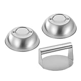 3 Stück Metallpresse Hamburger Patty Maker Hamburgerpresse Grillpresse Smasher 304 Edelstahl runder Deckel für Fleisch