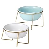 EPIGEIST Keramik Futternapf mit Hohem Fuß und Ständer Schräger Erhöhter Futternapf für Katzen und Hunde Schützt Wirbelsäule rutschfest Langlebig als Futter Wasserschale für Haustiere