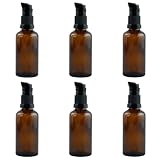 30 ml Leer Glasflaschen Braun, 6 Stück Pumpflasche, bernsteinfarbene Glas-Lotion-Flaschen, Lotionspender Braunglas Flasche mit pumpe, Ätherisches Öle Flaschen Reise Flaschen Creme Lotion Flasche