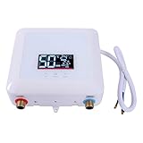 Donened - 7500W Durchlauferhitzer, Warmwasserbereiter Küche mit LED Temperaturanzeige, Durchlauferhitzer Dusche für Küche Badezimmer, 22,5 x 21 x 7,5 cm (Weiß)