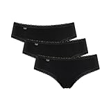 Sloggi Women's 24/7 Cotton Lace Hipster C3P Briefs, BLACK, 38