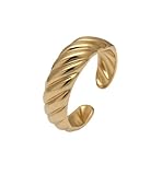 Positiva Jewelry Baguette Ring für Damen aus Edelstahl – Verstellbarer Frauenring, Wasserfest & Hautfreundlich – Schmuck für Frauen mit Geschenkverpackung (Gold)