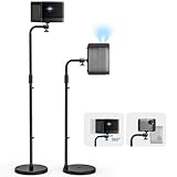 Jubor Beamer Ständer, Projektor Boden Halterung Höhenverstellbar 80-120 cm, Projektor Bodenständer 360° Schwenkbar, Decken Beamer Halterung für Heimkino, Spielzimmer, Büro