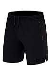 TCA Herren Elite Tech Leichte Laufhose Gymshorts Trainingsshorts und Laufshorts mit Reißverschlusstaschen - Sporthose Herren Kurz - Schwarz, L