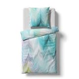 fleuresse Mako-Satin Bettwäsche Bed Art S Albany blau 1 Bettbezug 200 x 220 cm + 2 Kissenbezüge 80 x 80 cm
