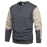 MEIMIYI Sweatshirt Herren Komfortabel Mode Einfarbig Sweatshirt Herren Leichte Sport Casual Langärmeliges Sweatshirt Herren Jugend Trend Klassisch Pullover Herren M-Blue Grey XL