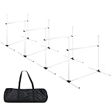 Suusolny Weiß 4X Hürden für Hunde Agility-Ausrüstung Slalom Stangen Höhenverstellbar Slalom Training Trainingsset Trainingsstangen Sprungstangen-Set 104x70x101cm