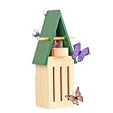 Yeory Holz Schmetterlingshaus für Garten 11.8x3.5 '' Schmetterlingshaus mit Lebensmittel- und Wasserfuttermittel.