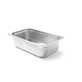 HENDI Gastronormbehälter, Temperaturbeständig von -40° bis 300°C, Heissluftöfen-Kühl- und Tiefkühlschränken-Chafing Dishes-Bain Marie, Stapelbar, 9L, GN 1/1, 530x325x(H)65mm, Edelstahl, 6 Stück