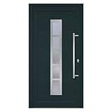 HORI® Haustür Eingangstür Komplettset – Robuste Hauseingangstür mit moderner Optik, hoher Wärmedämmung & Sicherheit, I Farbe: anthrazit (innen weiß) I DIN rechts I Modell: Frame I 198 x 98 cm