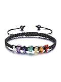 GEHECRST 7 Chakra Armband Chakra Steine Armbänder Heilsteine Armband Yoga Armband Healing Reiki Energietherapie Glückbringen geflochten einstellbar Armband für Damen Herren