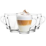 Glasmark KROSNO 1992 Gläser Set Kaffeegläser Mit Henkel Tasse 6 Stück 200 ml Kaffeetasse Trinkbecher Teetassen Becher Spülmaschinenfest