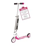 HUDORA Monopattino BigWheel 125 - Monopattino in alluminio sicuro e di pregio per bambini - Altezza regolabile e struttura pieghevole carico fino a 100kg - Monopattino stabile con tracolla