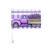 Autoflagge mit Lavendelblüten, 30 x 45 cm, doppelseitig, Auto-Dekoration