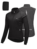 33,000ft Fahrradjacke Damen Wasserdicht Atmungsaktiv Sommer UV-Schutz Leicht Fahrradweste mit Abnehmbaren Ärmeln Fahrrad Reflektierend Regenjacke Frauen Schwarz L