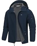 33,000ft Jacke Herren Wasserdichte Atmungsaktiv Softshelljacke - Übergangsjacke Winddichte Regenjacke Wanderjacke mit Kapuze Dunkelblau XL