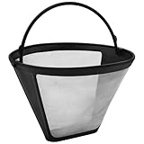 Fackelmann Silberton Dauerkaffeefilter Nr. 4, Permanent Filter aus Edelstahlgewebe - für Kaffee & als Teesieb verwendbar (Farbe: Silber/Schwarz), Menge: 1 Stück