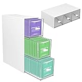 Sayudar Teebox mit 3 Schubladen, Teebox zum Sortieren der Verschiedenen Teebeutel, Teebeutelboxen aus Kunststoff, Teeboxen Durchsichtig für Teebeutel, Aufbewahrungsbox für Teebeutel Süßstoff