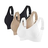 3er Pack BH Damen ohne Bügel Push Up BHS Nahtloser Bra Bequem Gepolstert Wohlfühl-BH Starker Halt Nahtlose Soft Bustier Komfort Vollschalen Gepolstert Büstenhalter Verstellbar Unterwäsche für Alltag