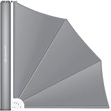 KESSER® Balkonfächer klappbar mit Wandhalterung | 140x140cm | Sichtschutz Balkon Windschutz | Balkonsichtschutz | Seitenmarkise | witterungsbeständig | inkl. Montagematerial | Hellgrau