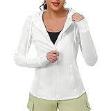 VUTRU Tennisjacken Laufjacke Damenjacken mit durchgehendem Reißverschluss Sport Yoga Wandern schlanke Kurven Weiß XS