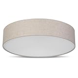REV Deckenlampe - LED Deckenleuchte rund 50cm mit Stoff-Lampenschirm im Vintage-Look – ideal für Schlafzimmer & Wohnzimmer, taupe