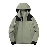 LIANGTUOHAI Wind- und wasserdichte Damenjacke mit Reißverschluss, Übergangszeit, mit Außentaschen, leicht, Kapuzenjacke für Damen, Langarm, modisch, Fahrradjacke, lässig, große Größe, grün, 42