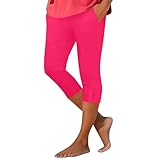 Damen-Shorts mit Taschen – Damen-Shorts, knielang, Sommer, Bauchkontrolle, knielang, hohe Taille, Leggings, leichte Yoga-Trainingshose, schmale Passform, Leggings, Übergröße, Laufshorts