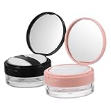 MERRYHAPY 2 Stück Kompakte Wiederbefüllbare Loose Powder Box mit Spiegel und Elastischem Netzsieb Tragbarer Kosmetik Behälter für Damen und Mädchen Plastikfrei Langlebig für Reise und DIY